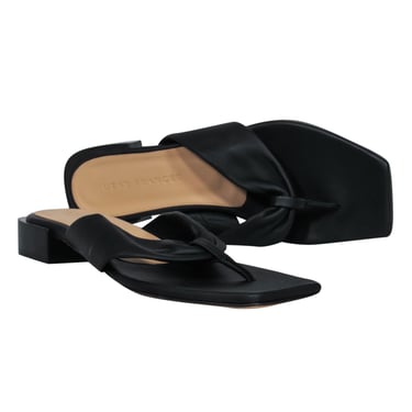Dear Frances - Black Leather Square Toe Thong Sandals Sz 8