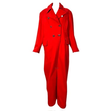 Jean Paul Gaultier RARE F/W 1992 Red Double Breasted Convertible Trench Jumpsuit with Shirtless Photograph Lining, Attribution/Unlabeled