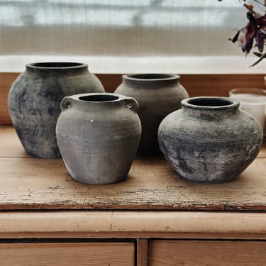 Small Vintage Grey Pots 