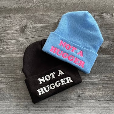 Not a Hugger knit hat beanie introvert winter Black blue