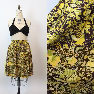 1950s SHAHEEN Hawaii print skirt medium large | new spring summer 