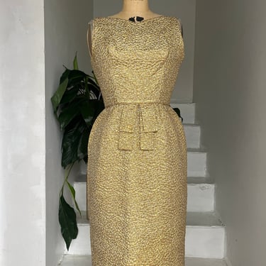 Gorgeous Textured Lamé Form Fitting Wiggle Dress MCM Estate of Miss America 1951 