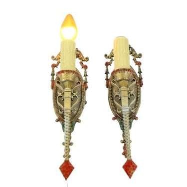 SEVEN Available!!  Spanish Revival Sconces with Original Finish#2072 