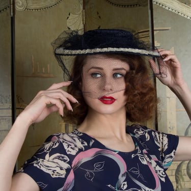 Vintage and new 1940s rainbow pancake tilt hat 40s from  display picture 2