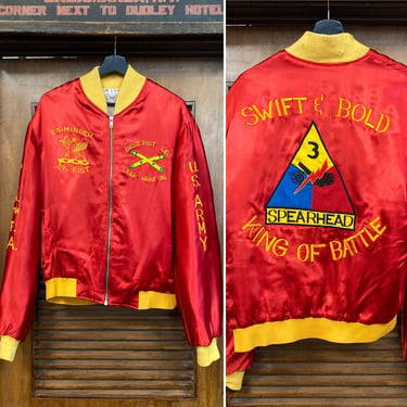Vintage 1980’s Military Souvenir Tour Bomber Embroidery Jacket, 80’s US Army, 80’s Bomber Jacket, 80’s Military, Vintage Clothing 