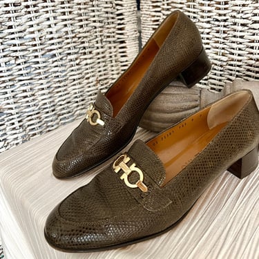 Vintage Slip Ons, Ferragamo Leather Shoes, Loafers, Shoes Pumps, Made in Italy, Size 9 US 