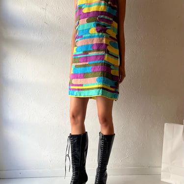 90s ‘Toni’ Patterned Mini Dress / XL 