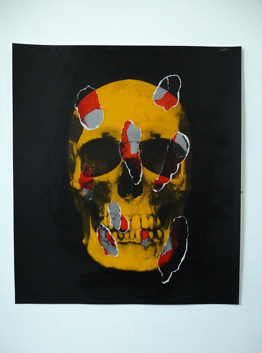 Yellow Skull Decollage (signed)