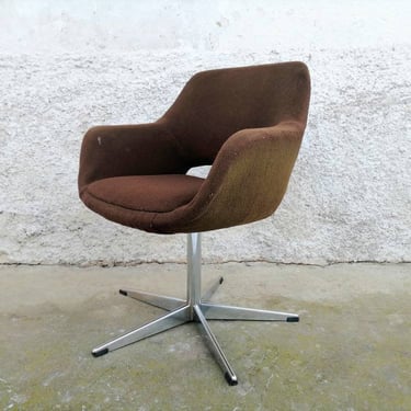 Mid Century Swivel Easy Chair / Vintage Home Office Easy Chair/ Brown Armchair/ Office Chair/Egg Chair/ Stol Kamnik / 60s 