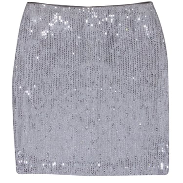 St. John - Silver Metallic Embellished Knit Skirt Sz 10