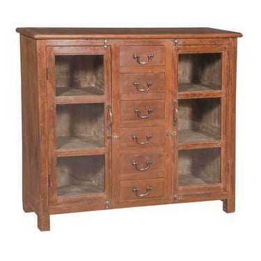 Teak Cabinet with Glass and Drawers