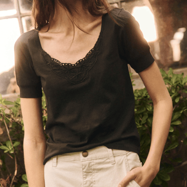 The Great Victorian Lace Tee in Almost Black
