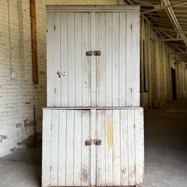 Ca. 1880s Painted Stepback Cupboard Cabinet 