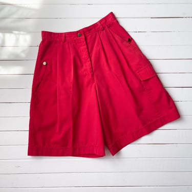 high waisted shorts 80s vintage long red cargo shorts 