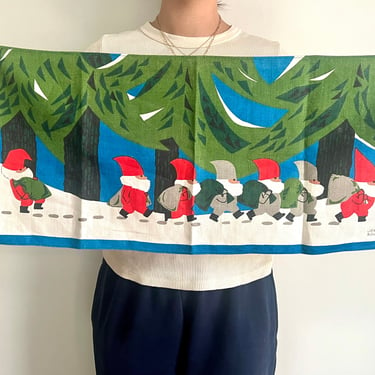 MCM Gnome Tapestry/Table Runner by Jerry Roupe, Swedish Christmas tapestry, Scandinavian Holiday Decor 