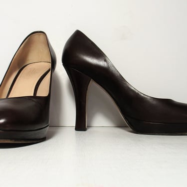 Vintage Max Mara Pumps, High Heel Shoes, Brown Leather, Size 40 Women 