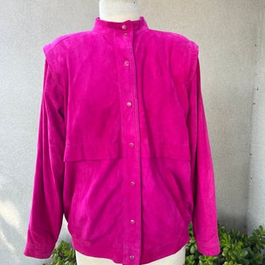 Vintage West Bay Sport Leather jacket fuchsia pink soft lamb’s suede Sz 6 
