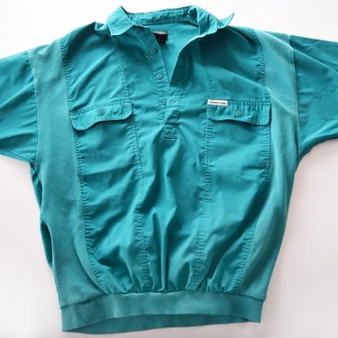 Members Only Green Polo Shirt Vintage 1970's, 1980's Pullover LARGE Short sleeve t shirt Preppy 