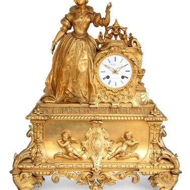 Charles X Gilt Bronze Figural Clock, ca. 1830