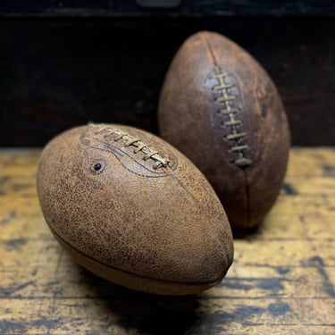 Antique Football Laced 8 Points Handmade Leather American 1930s 1940s 