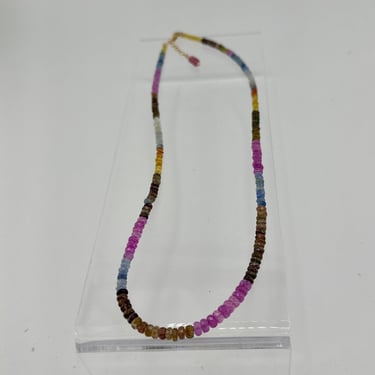 Multi-color Natural Saphire Necklace w/ 14K Clasp