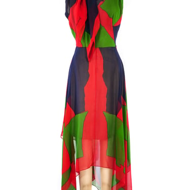 Pauline Trigere Colorblocked Chiffon Tank Dress