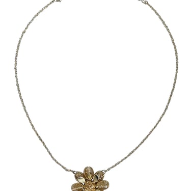 Claudia Lobau - Gold Chain Large Flower Pendant Necklace