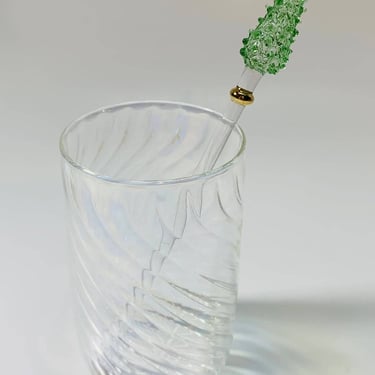 Blown Glass Cocktail Stirrer | Green Pine Tree