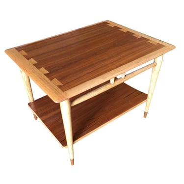 Lane Acclaim Walnut and Ash Inlay Side Table Designed by Andre Bus 