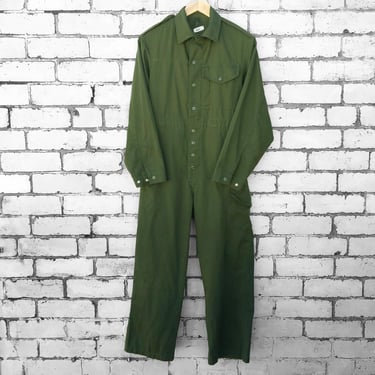 Unisex Vintage Green Military Boilersuit Jumpsuit Coveralls 