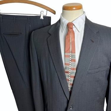 Vintage 1950s ATOMIC FLECK 2pc Wool Suit ~ 40 R ~ Sport Coat / Drop Loop Pants / Trousers ~ 50s ~ Rockabilly ~ 