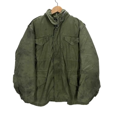 Vintage 60's US Military M65 Olive Green Field Jacket Large Distressed Army