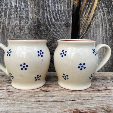 Vintage Stoneware Mugs — Stoneware — Mugs Stoneware — Puglia Pottery - Cottage Mugs — Polish Pottery - Shaker Pottery - Set of 2 Mugs 