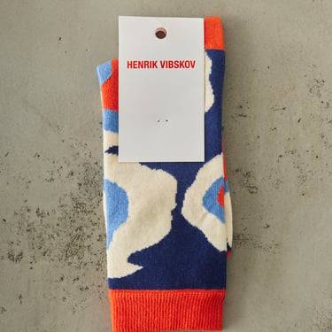 Henrik Vibskov Bells Wool Socks Femme, Orange Fog Blue Bells