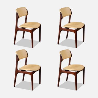 Erik Buch Rosewood & Leather Dining Chairs for O.D. Mobler