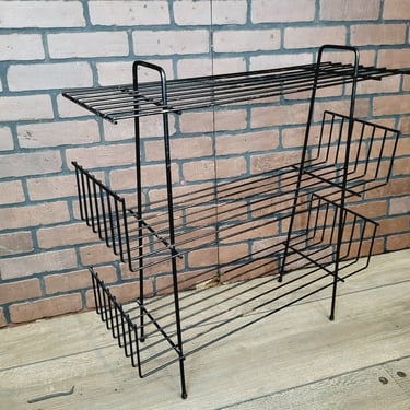 Three Tier Level Atomic Black Wire Plant Record Player Stand Rack Shelf 