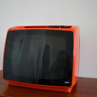 Space Age Portable Tv from Yugoslavia/ Vintage Home Decor/ Retro Iskra Tv/ Red Tv/ Tv from 80s/Atomic Age Portable Tv/ Retro Home Decor/ MCM 