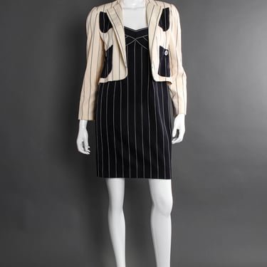 Contrast Stripe Jacket & Dress Set