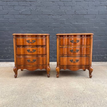 Pair of Antique French Provincial Carved Wood Night Stands, c.1960’s 