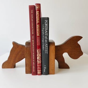 Wooden Dog Bookends