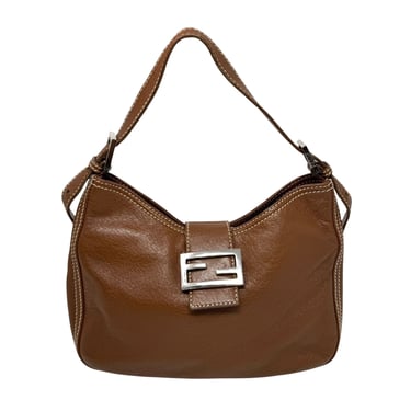 Fendi Brown Saddle-stitch Shoulder Bag