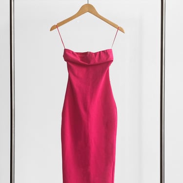 Hot Pink Strapless Bodycon Dress