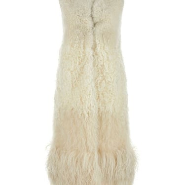 Prada Woman Ivory Sleeveless Fur Coat