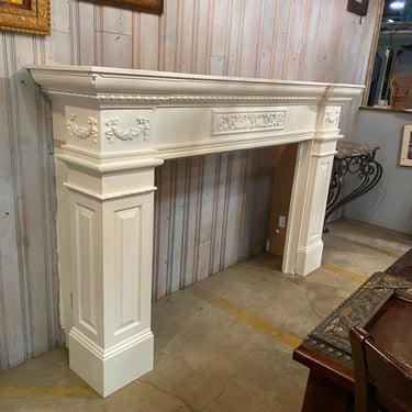 Large Salvaged Mantel with Neoclassical Trim and Deep Sides