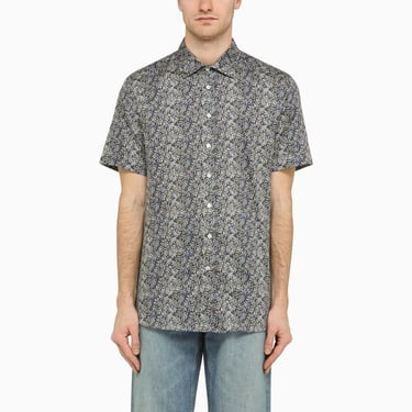 Etro Blue Cotton Print Shirt Men