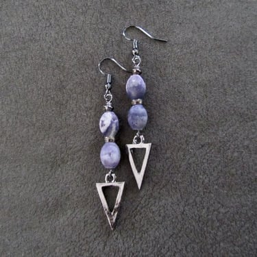 Purple druzy and gunmetal earrings 