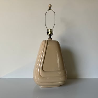 1980's Postmodern Beige - Taupe Ceramic Glaze Table Lamp 