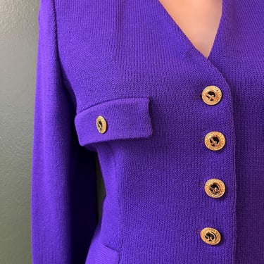 St. John suit vintage purple Santana knit skirt set small 