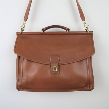 Vintage 90s Briefcase Style Brown Leather Bag By Coach