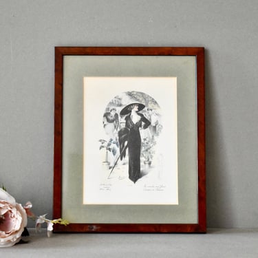Vintage  France  Fachion Print Wooden Frame Wall Decor Old Fashion Decor 